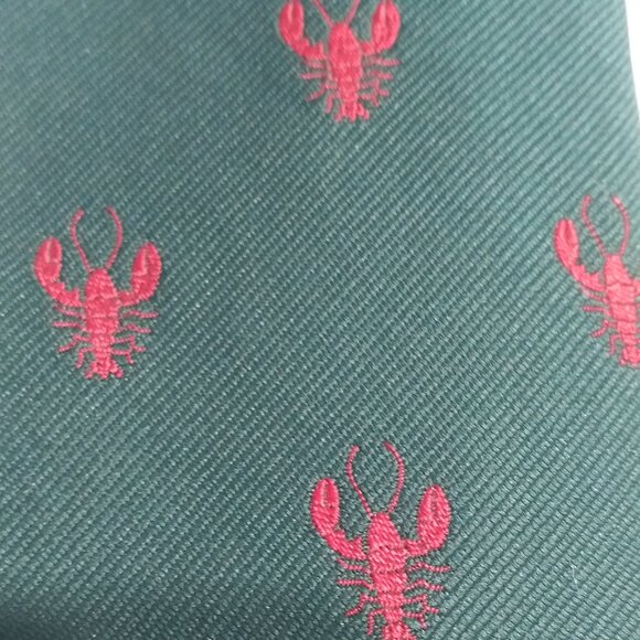 L.L. Bean Other - L.L. Bean Green color with  embroidered RED LOBSTERS silk tie